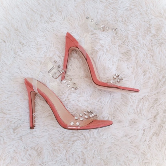 diamante clear heels